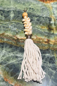 Homewares: Large Cotton Tassel and Cowrie Shell Cluster Keyring