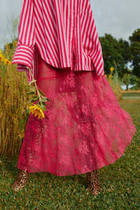 The Lace Maxi Skirt - Pink