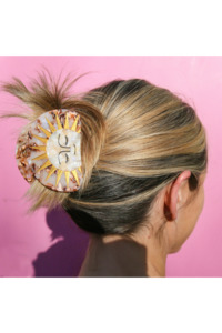 Gold Sun Hair Clip - Round