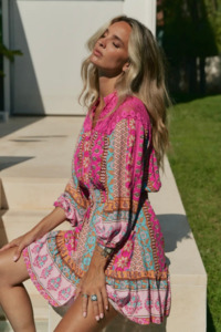 Mini Dresses: Olivia Mini Lace Dress - Cedella Print