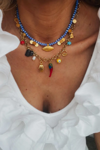 Necklaces: Gold Chain Multi charm Summer Necklace