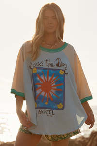 Tees: The Seas The Day Raglan - Sky