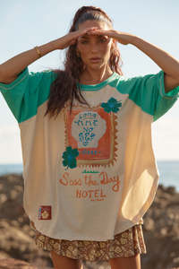 The Long Time No Sea Raglan Tee - Green