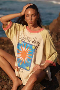 Seas The Day Raglan Tee - Mustard