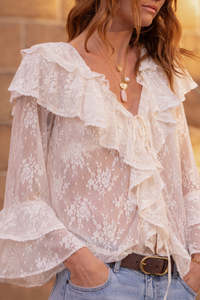 Labyrinth Lace Blouse - Cloud Cream