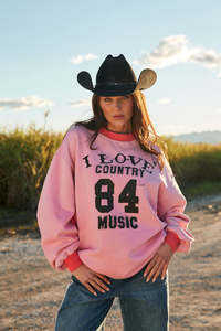 I Love Country Music Crew - Pink