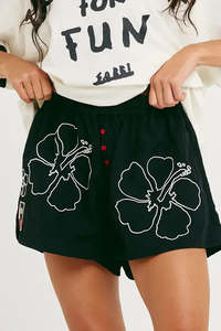 The Hibiscus Boardshort - Black
