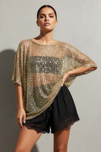 Gilded Hour Mesh Sequin - Khaki