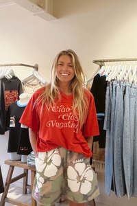 Tops: Vacay Crop Tee - Red