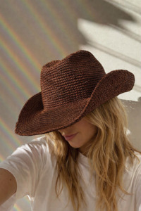 Cowboy Raffia Hat- Choc Brown