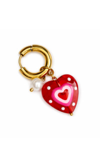 Earrings: Handmade Heart Charm Glass Heart Single Earring