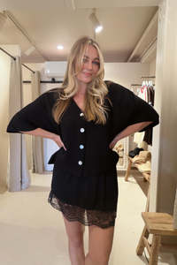 Neon Collective: Safari Paperbag Lace Mini Skirt - Black