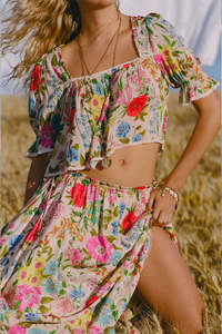 Valley of the Dolls Short Sleeve Blouse - Opal