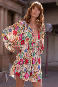 Valley of the Dolls Boho Mini Dress - Opal