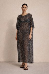 Gilded Hour Maxi Sequin Kaftan - Black