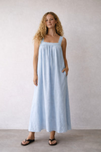 Juno Lace Neck Maxi Slip Dress - Baby Blue