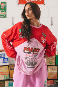 Mermaid Racing Long Sleeve Tee - Pink