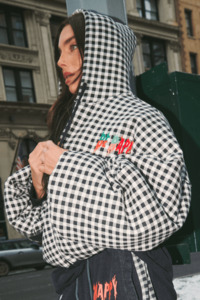 Jackets: Be Happy Gingham Padded Bomber