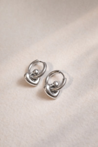 Earrings: Silver Heart Huggie Earrings