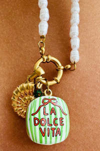 Necklaces: La Dolce Vita Charm Pearl Necklace