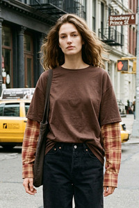 New: Rustwood Layer Tee — Chocolate/Rust Flannel