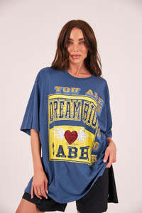 The Very Oversized Beaded Dream Big Tee - Blue