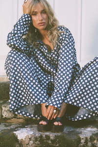 Safari Paperbag Pant - Denim Polka dot