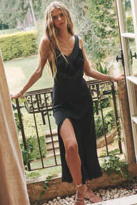 Vina Lace Slip Dress - Midnight