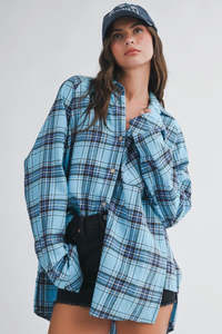 Blouses Shirts: The Oversized Flannel Shirt - Skyline