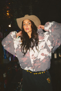Sabbi Ranch Bomber Puffer Jacket - Cowprint