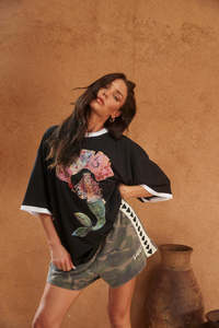 Tees: The Very Oversized Lucky Mermaid Tee- Black