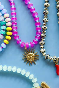Sunny Gem Necklace - Hot Pink
