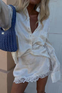 Dubois Bias Mini Skirt - Pearl