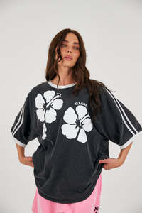 The Hibiscus Tee - Washed Black