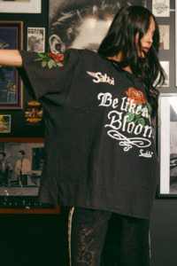 Tees: The Very Oversized Rose Tee - Black