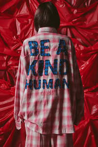 Blouses Shirts: Be a Kind Human Oversized  Shirt- Pink