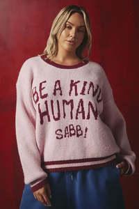 Knitwear: Be a Kind Human Knit Jumper - Pink