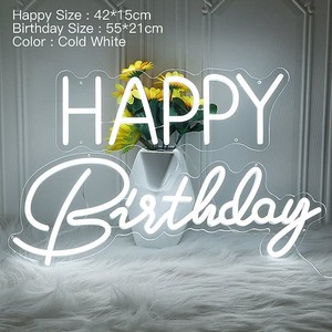Products: Large Happy Birthday (White) Neon Sign NZ Neon Hub