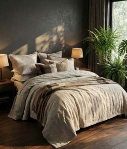 MM Linen Laundered Linen Bedspread Set Natural MM Linen Bedding NZ