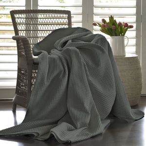 Baksana Artemis Charcoal Waffle Blanket 100% Egyptian Cotton