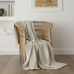 Baksana Vigo Throw Ecru with Charcoal Stripes