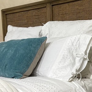 French Country Embelli Embroidered White Pillowcases and Eurocases