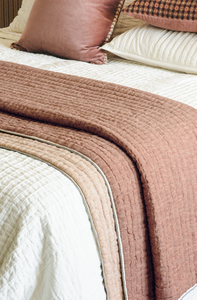 Bianca Lorenne Appetto Dusky Merlot Coverlet Luxury Linen Coverlet NZ