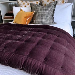 Seneca Pin Velvet Comforter Coverlet Optional Eurocases Aubergine