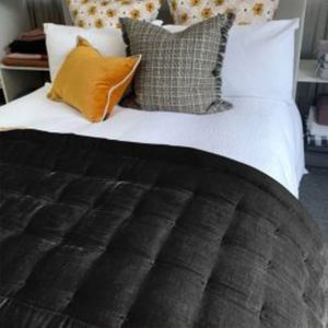 Seneca Pin Velvet Comforter Coverlet Optional Eurocases Black