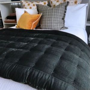 Seneca Pin Velvet Comforter and Coverlet Optional Eurocases Mallard