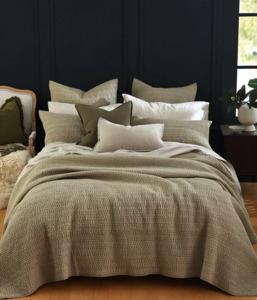 MM Linen Loom Coverlet Set Sage MM Linen Bedding NZ