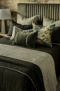 Bianca Lorenne Appetto Midnight Moss Coverlet Luxury Linen Coverlet NZ