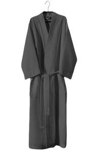 Baksana Unisex 50/50 Waffle Kimono Style Robe Charcoal