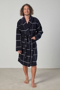 Baksana Marcus Robe Navy Check